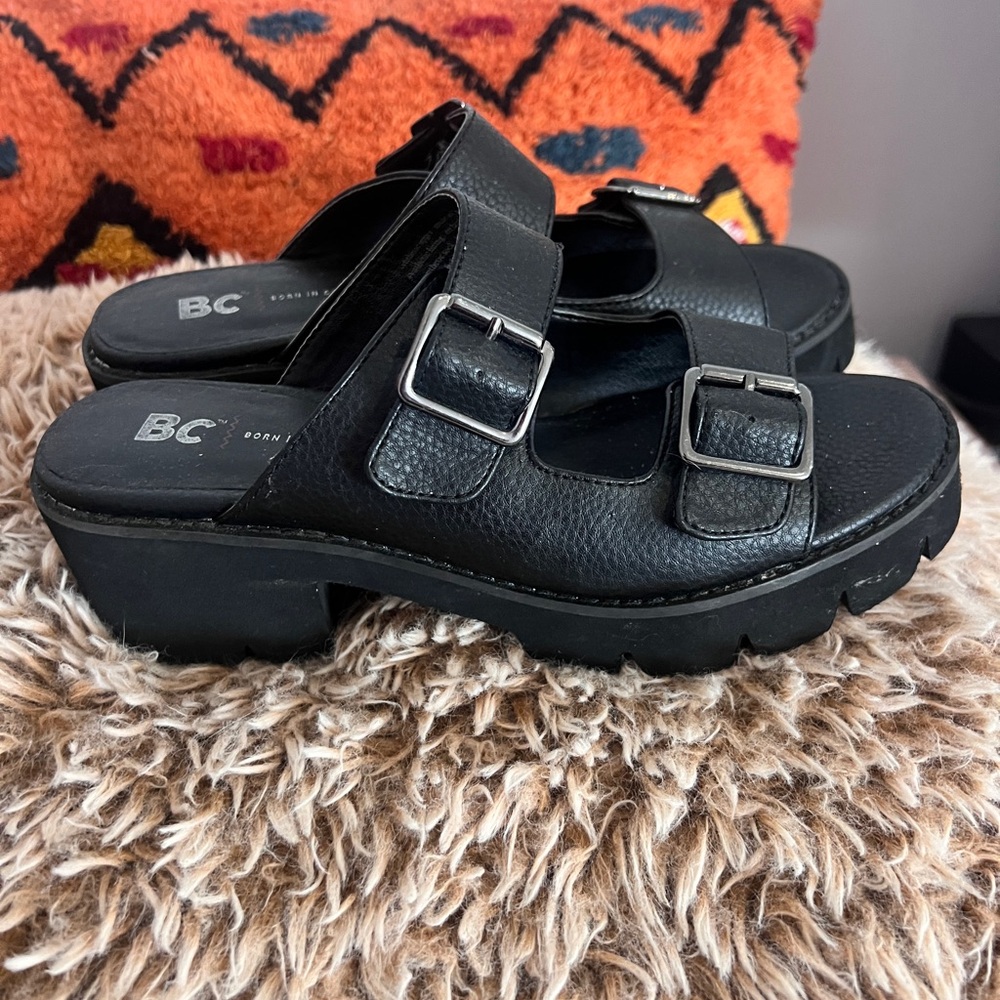 BC Footwear Black Buckle Sandals